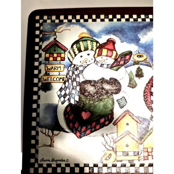 Laurie Korsgaden Snowman Family Tin Keller Charles of Philadelphia 7.5x5.5x1" - Picture 4 of 8